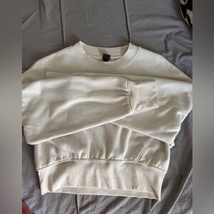 Cream Crewneck Sweater Soft Ribbed Pullover